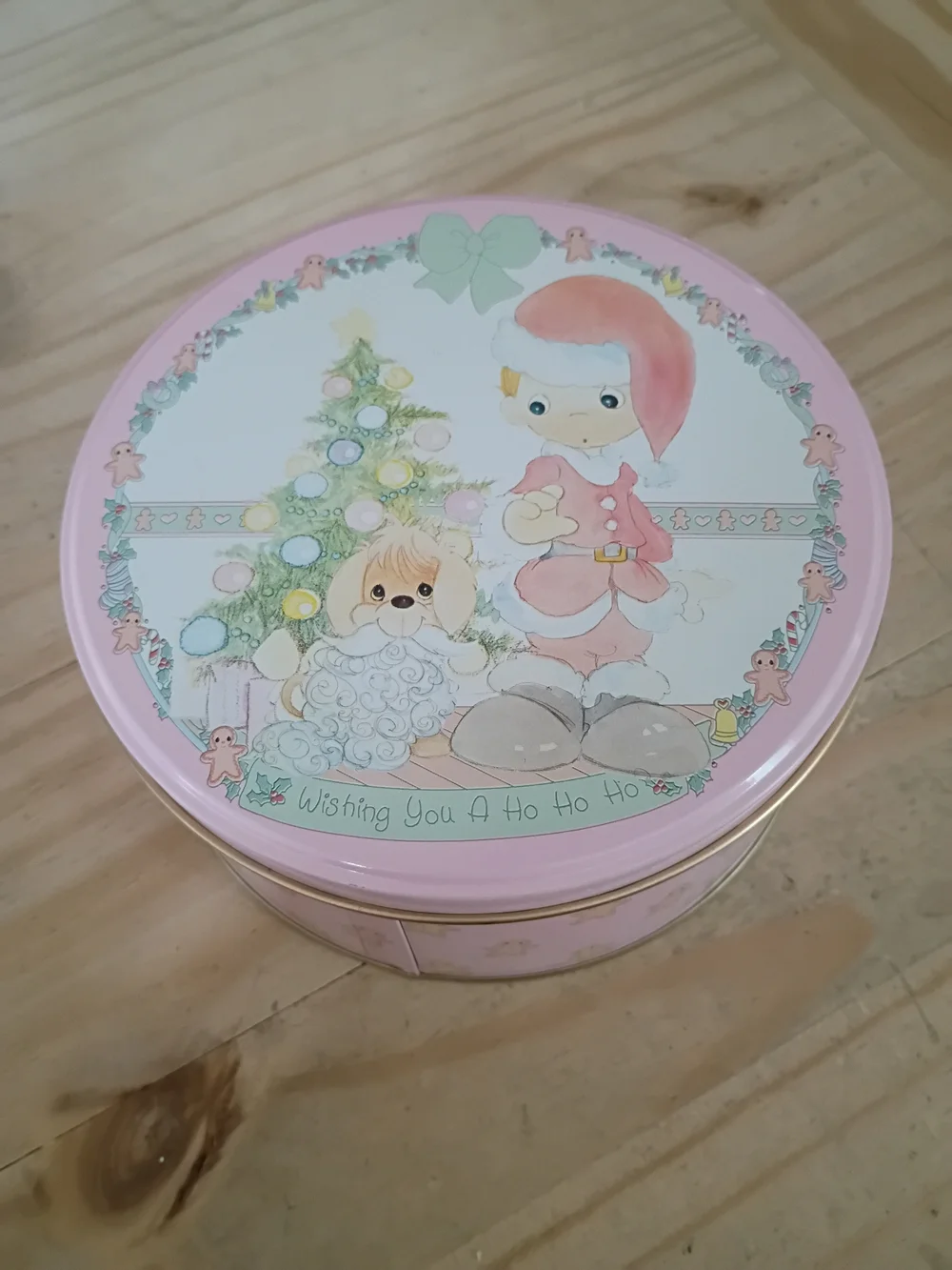 Precious Moments Pink Holiday Round Storage Tins Set of 3